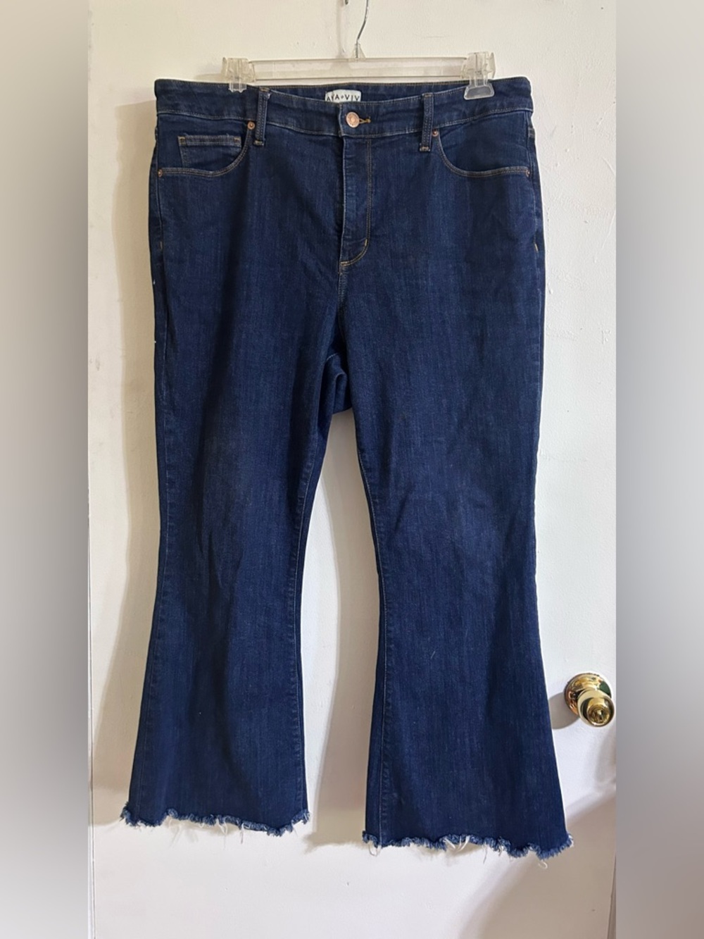 Ava & Viv Women’s High Rise Flare Jeans Plus Size 18 Stretch Dark Blue GUC